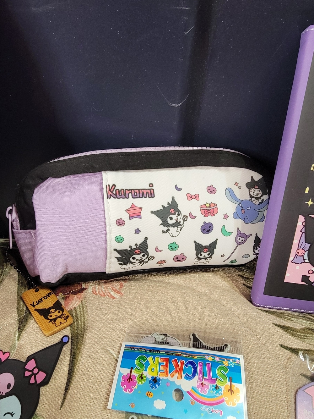 822- Sanrio Kuromi Purple Quilted Tote Bag Set - Picture 4 of 16